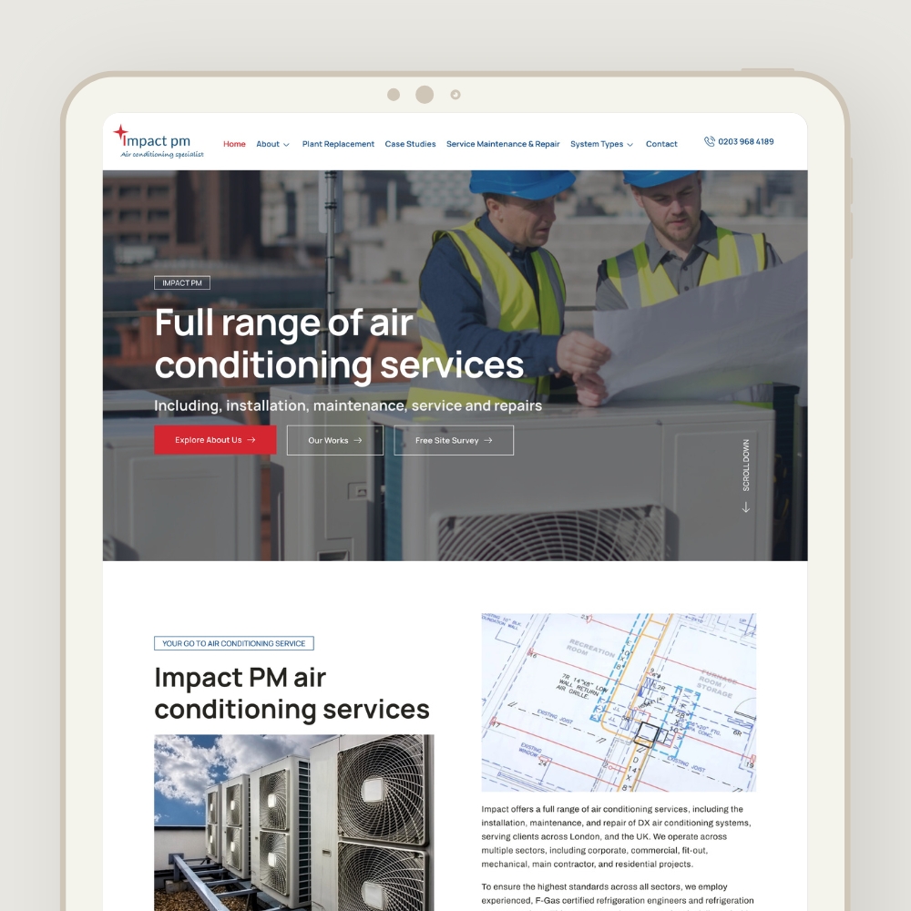 Air conditioning installation website design