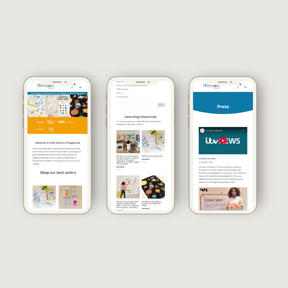 Childrens educational brand website design