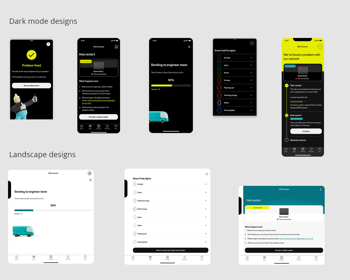 Dark mode app designs