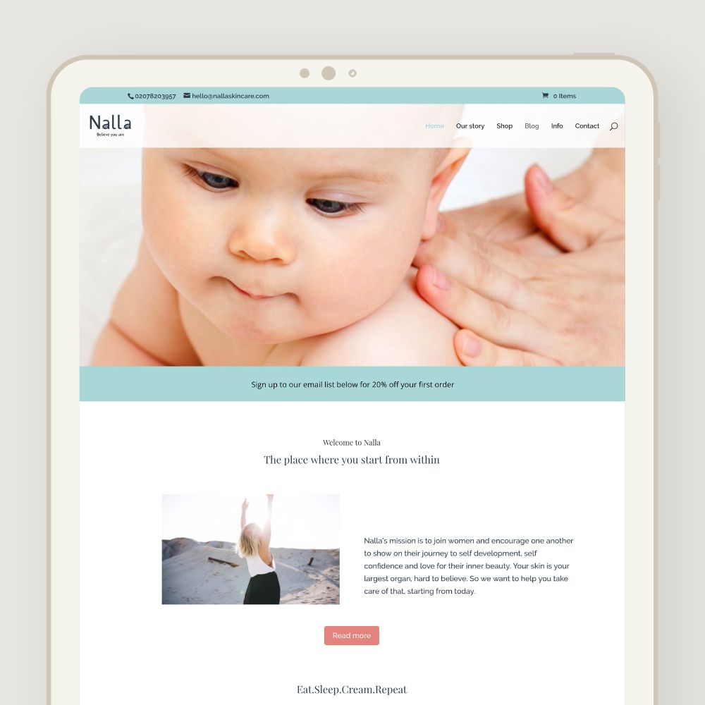 Nalla skincare website design