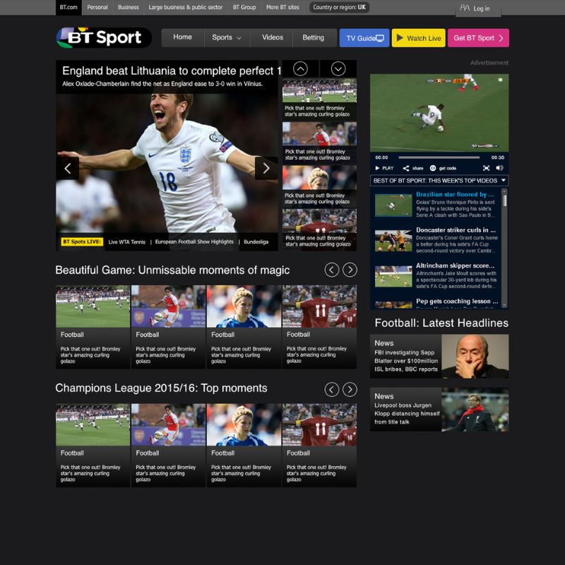 Sport website design