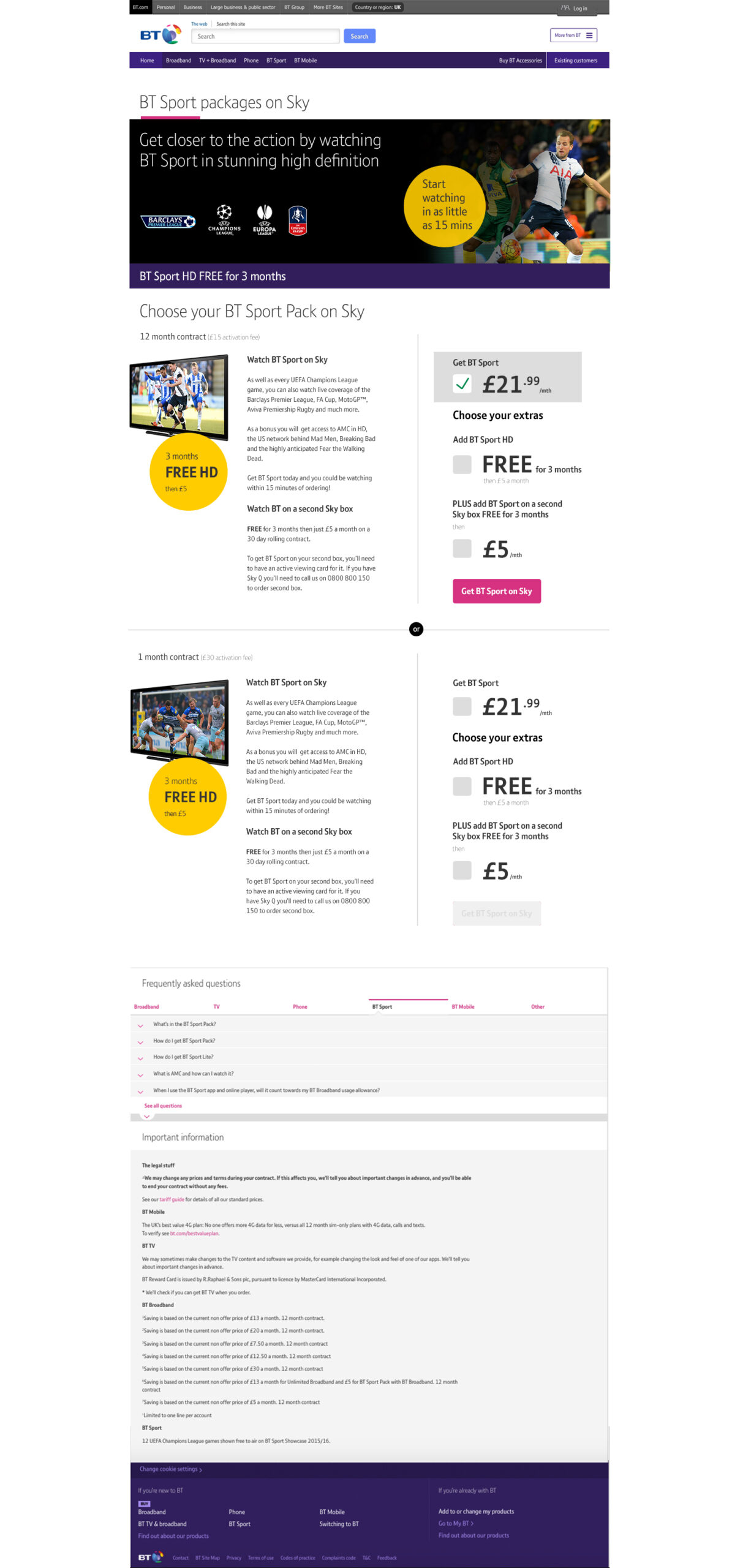 Sport website desktop