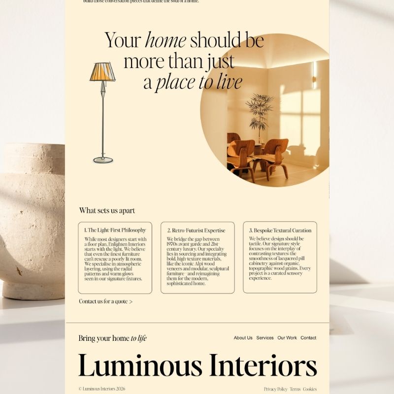 Interior designer website design