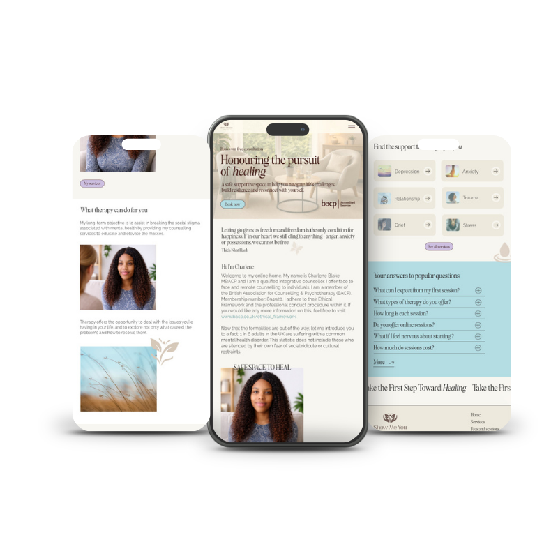 therapist website mobile designs