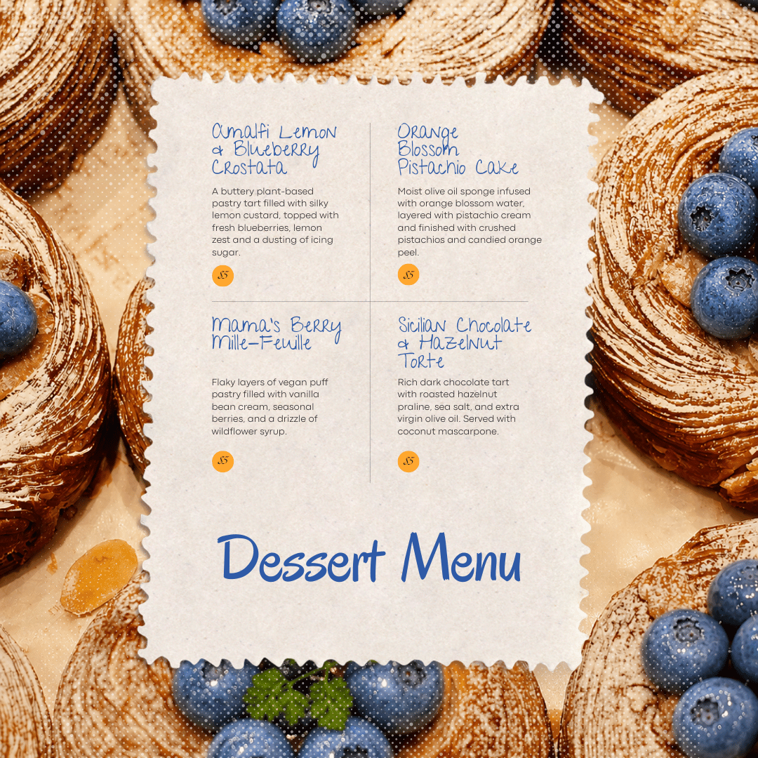 Dessert Menu